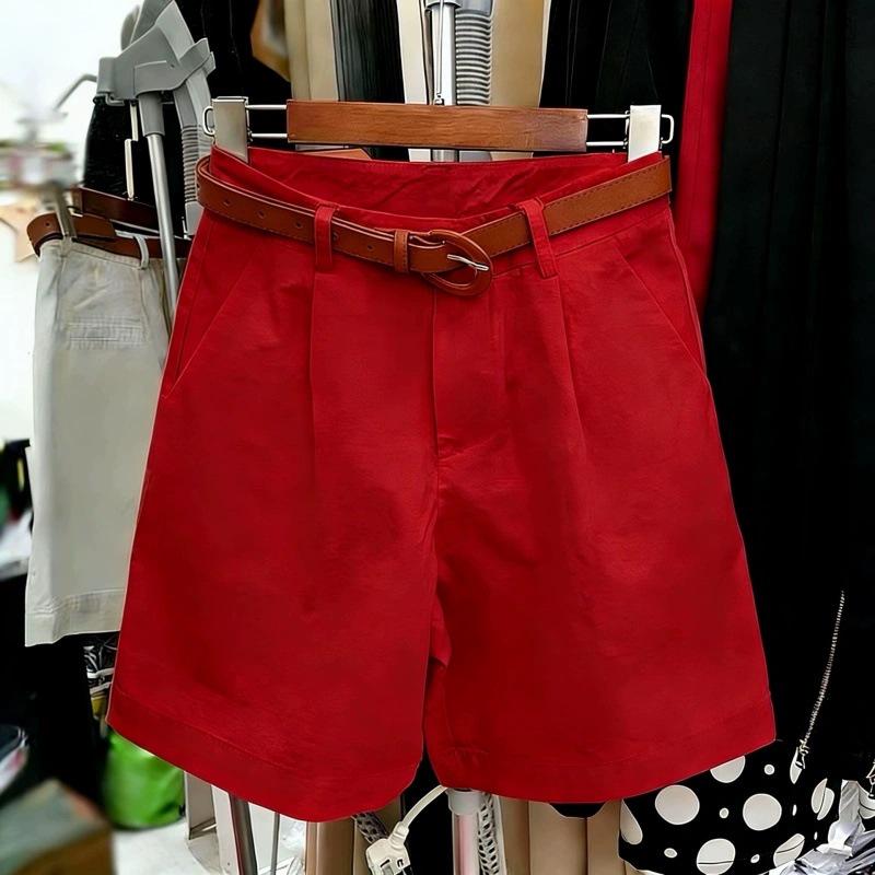 Women's Spring/Summer Wide-Leg Shorts with Belt – Five-Point, Loose, Versatile, Casual