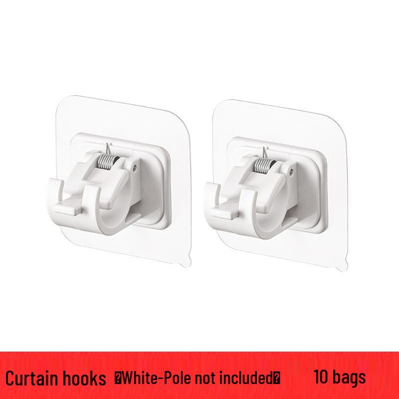 Adhesive Telescopic Rod Fixing Clips: No-Drill Curtain, Shower, Towel, and Door Hanging Hooks
