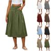 Dames Hoge Taille Midi Rok Casual A-lijn Rok met Zakken Geplooide Design Comfortabele Pasvorm Geschikt voor Dagelijks Gebruik