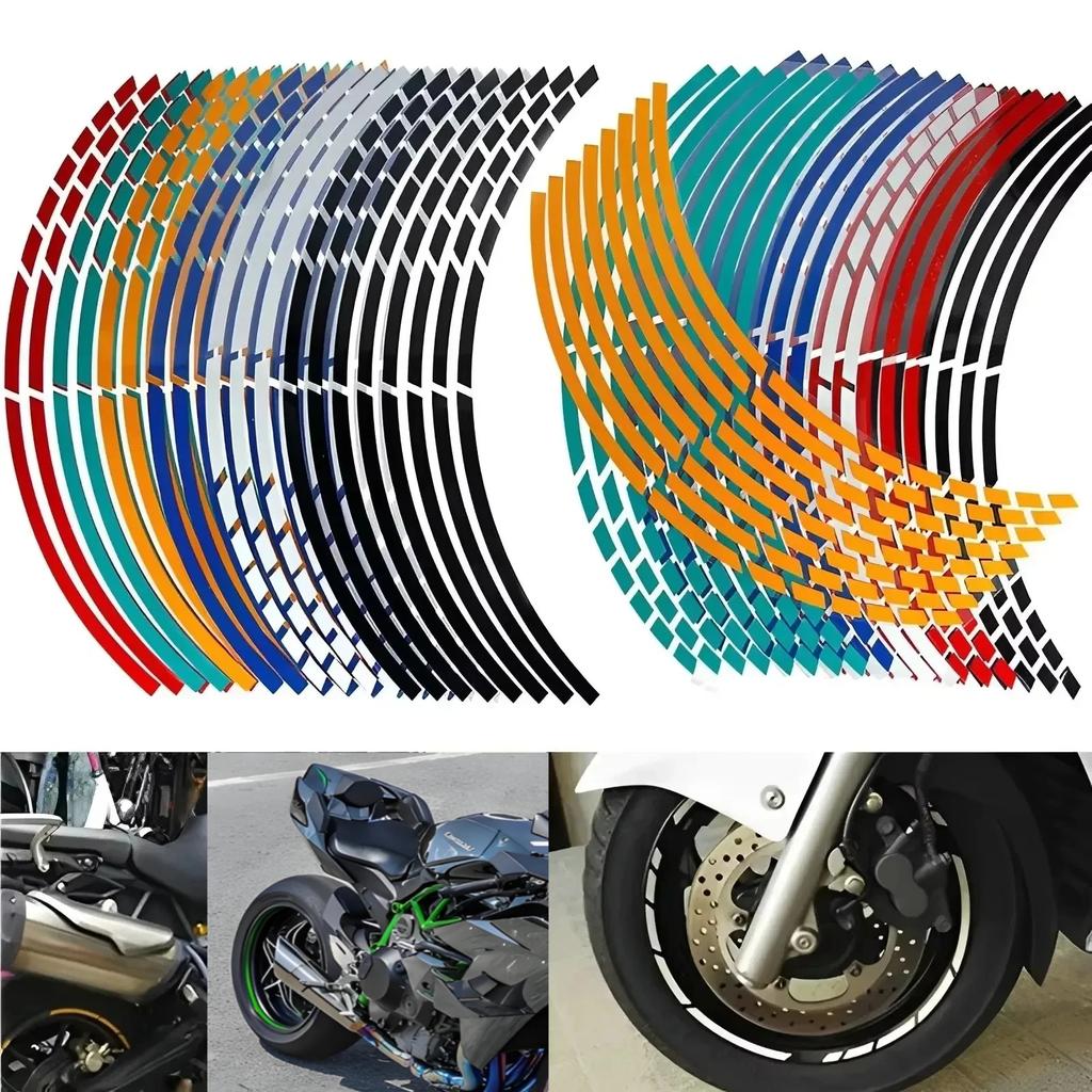 Motorcycle sticker Car Tire Decals Trim Strips Universal Reflective Bike Wheel Sticker Waterproof Wheel Rim Tape  17"18"