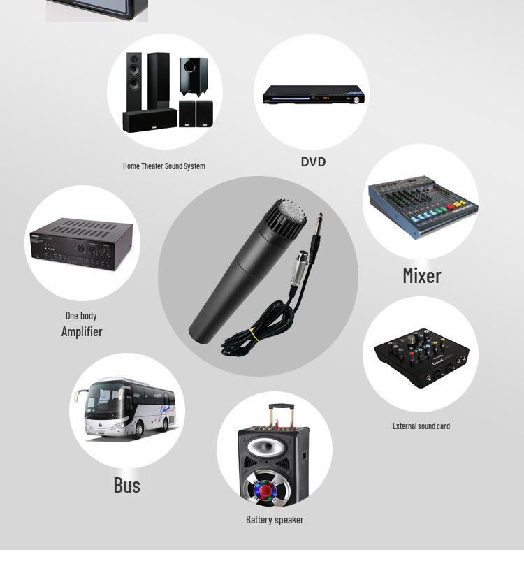 Portable Metal Wired Handheld Microphone for Home Karaoke and Car Recording