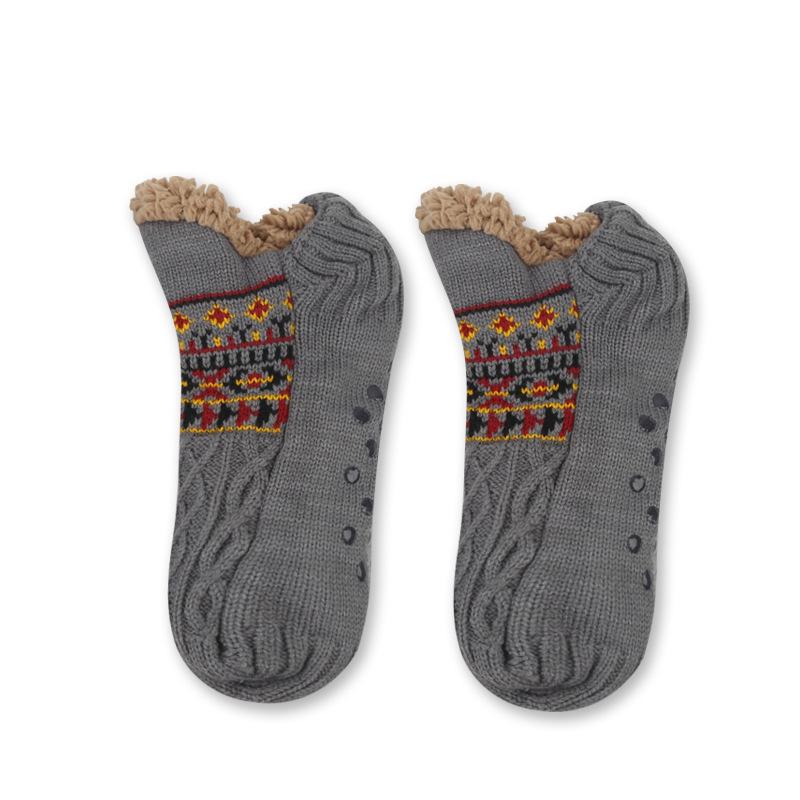 Thickened Fleece-Lined Non-Slip Winter Home Socks with Dotted Soles