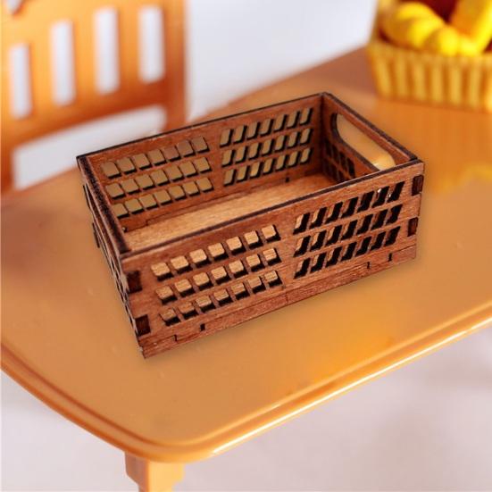 Miniature Kitchen Vegetable Storage Box Mini Wood Basket Cute Dollhouse Furniture Accessory for Enhanced Miniature Scenes