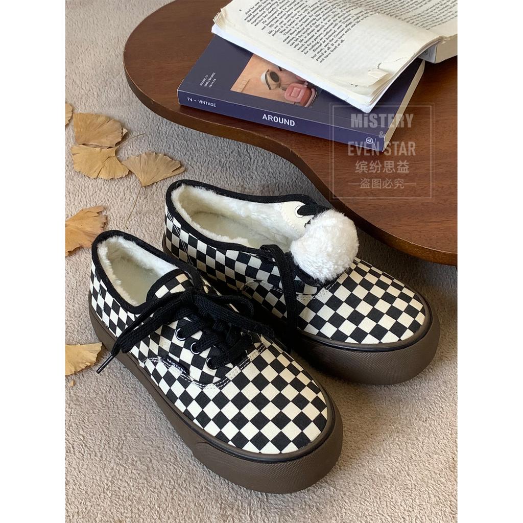 Platform plaid shoes women's new one-pedal heightening canvas shoes versatile board shoes 528