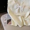 Women's Korean Style Slimming French Lace Bow Knit Pullover Vest - Spring 2026 Top