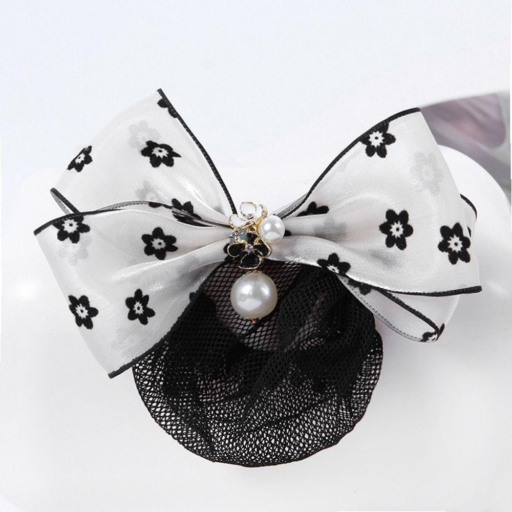 Nurse Mesh Hair Net Hairgrips Cover Net Women Spring Clips Korean Bun Snood Bowknot Hair Bun Cover