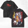 Lustiges Anime Dandadan Ayase Momo Grafikdruck T-Shirt Herren Damen Vintage Gewaschen Rundhals Baumwolle Streetwear Hip Hop Harajuku Mode Übergroßes Oberteil