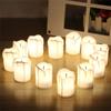 12Pcs LED Candle Lights Flameless Candle Lamp Battery Operated Tea Light Plastic Flickering Tears Candle Light Home Decor