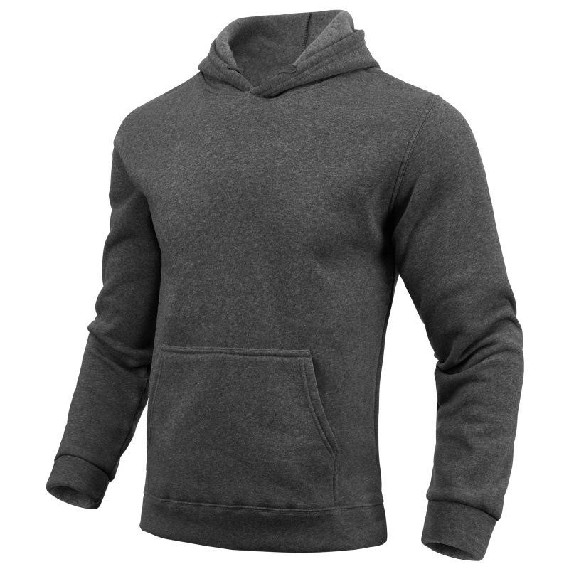 Unisex Fleece Hoodie: Solid Color Men’s Pullover, Sports Casual Long-Sleeved Top.