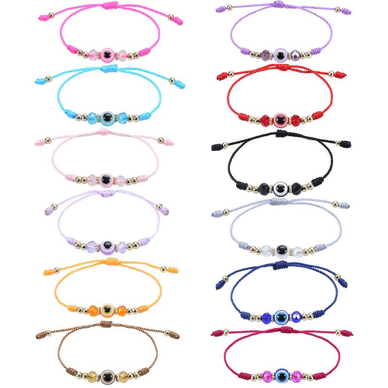 Evil Eye Crystal Beaded Adjustable Bracelet for Boys & Girls