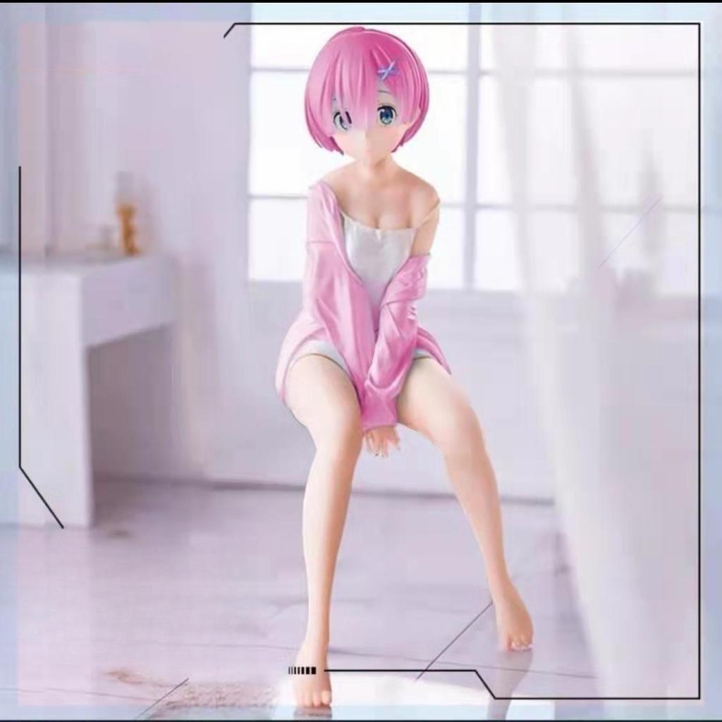 Re:Zero Rem Ram Sitting On Chair Figure Cute PVC Action Figure Collectible Model Toy Anime Gift Starting Life Another World
