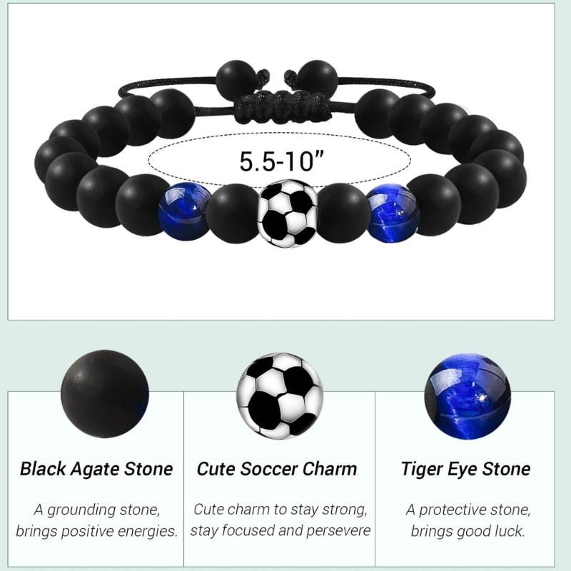 Stretchy Football Fan Bracelet Colored Glass Beads Elastic Rope Comfortable Design Sports Theme Jewelry Accessory
