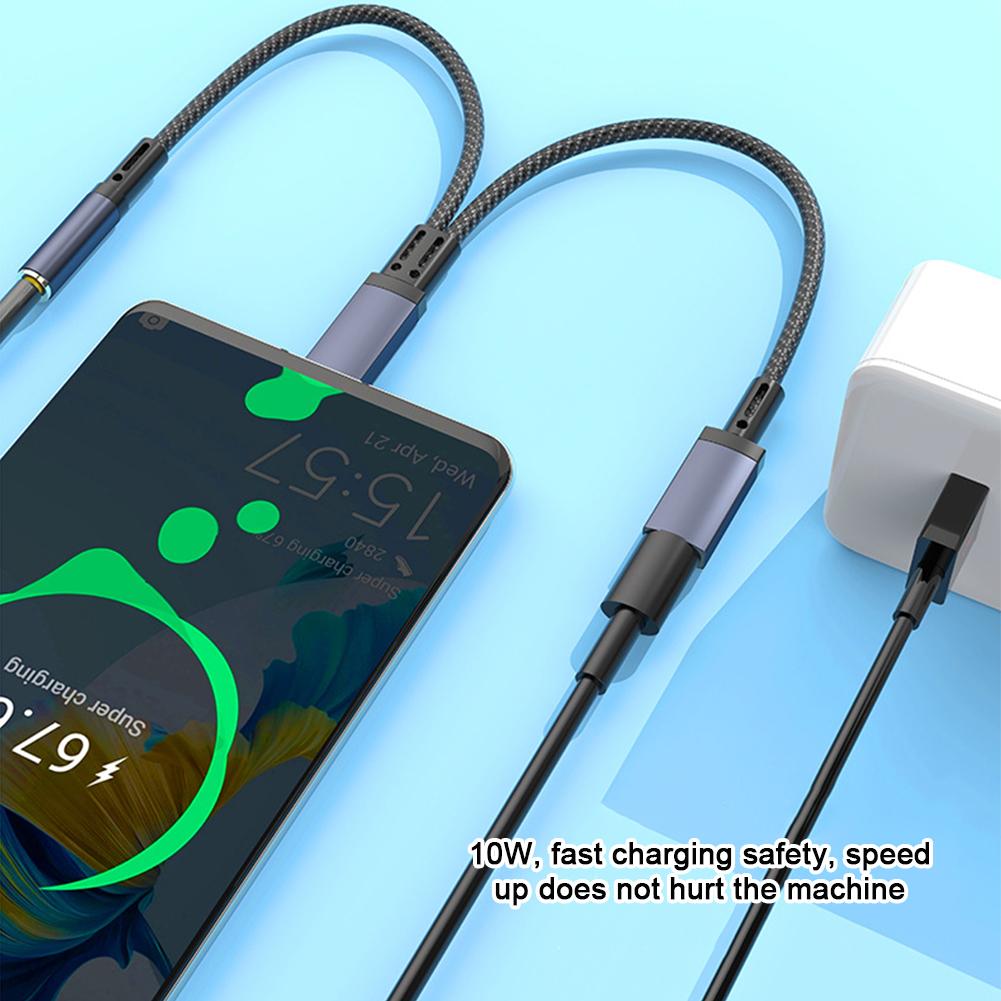 1PC 10W 2-IN-1 Fast Charge Adapter Type-C To 3.5MM Earphone Audio Adapter For Apple 15 Samsung Huawei