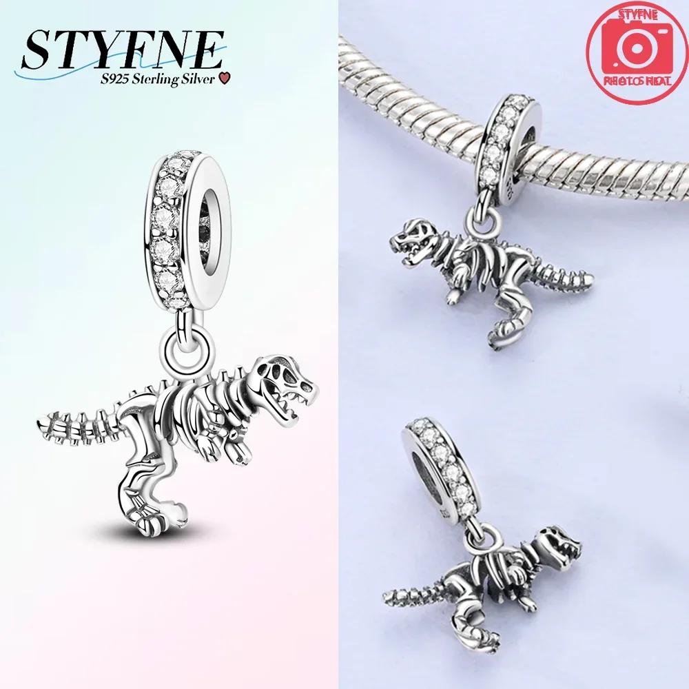 Copper Metal Blue Zircon Dragon with Wings Dinosaur Skeleton Authentic Original Pendant Bead Component Charm Bead Components Bead Components