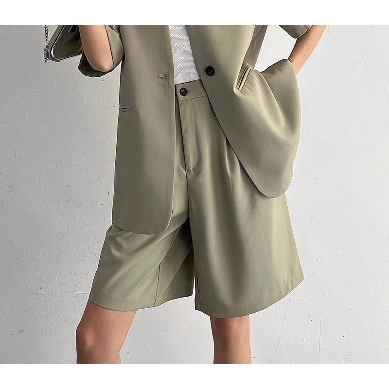 

V Neck Niche Style High Street Thin Section Short Sleeve Suit Outwear