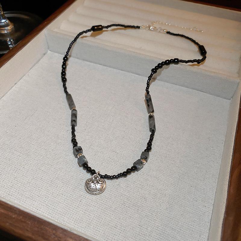 New Chinese Ethnic Style Jade Butterfly Safety Lock Necklace Temperament Collarbone Chain Personalized Design Item Decoration Wholesale