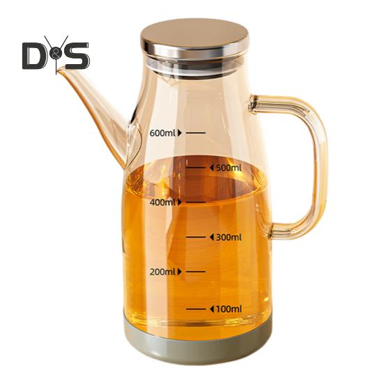 Glass Oil Dispenser Bottle with Drip-Free Spout 600/800/1000ml Large Capacity Oil Pot for Vinegar Soy Sauce Food-Grade Kitchen Gadgets