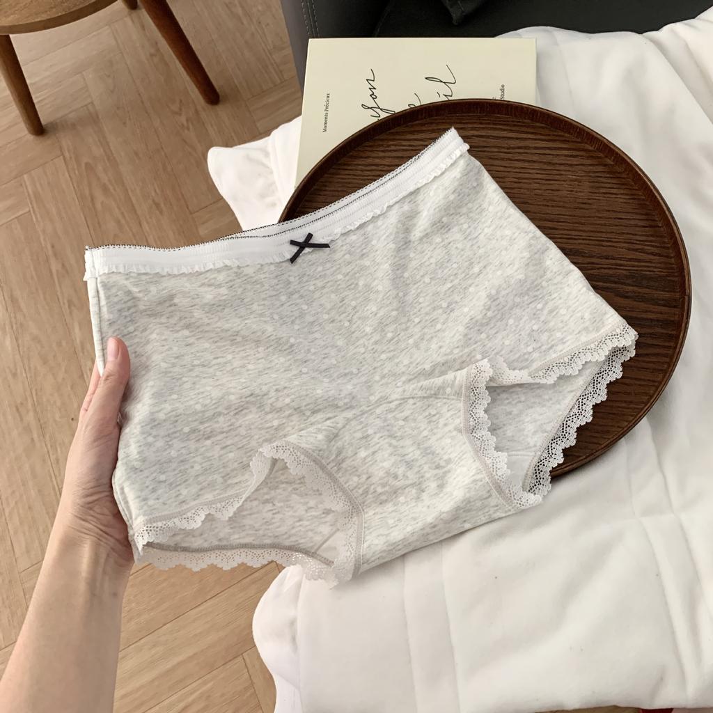 Female Spring and Autumn Pure Cotton Floral 10A Anti Bacterial Extended Crotch Hip Mid Waist Flat Angle Briefs