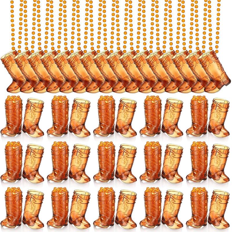 12pcs Cowboy Boot Shot Glasses with Necklace Plastic Cowgirl Shot Cup Wedding Bachelorette Party Supplies Guests Gift Birthday