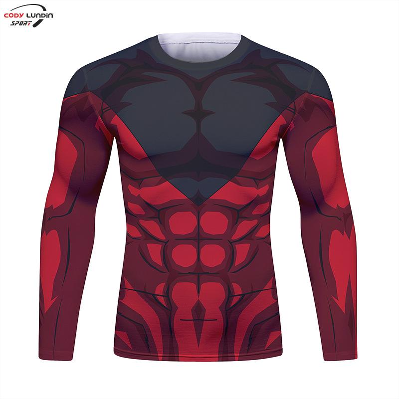 Maglia Compressione Palestra Uomo Anime GOKU Costume Cosplay T-Shirt Asciugatura Rapida Manica Lunga Fitness Bodybuilding Allenamento Magliette Sportive