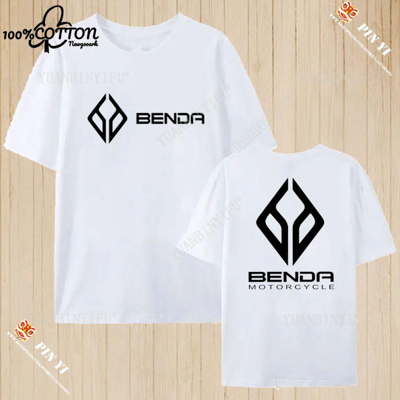 Harajuku Benda Motorcycle Logo printed T-shirt 100%Cotton top Unisex shirt short sleeve O-neck Loose Street Fashion