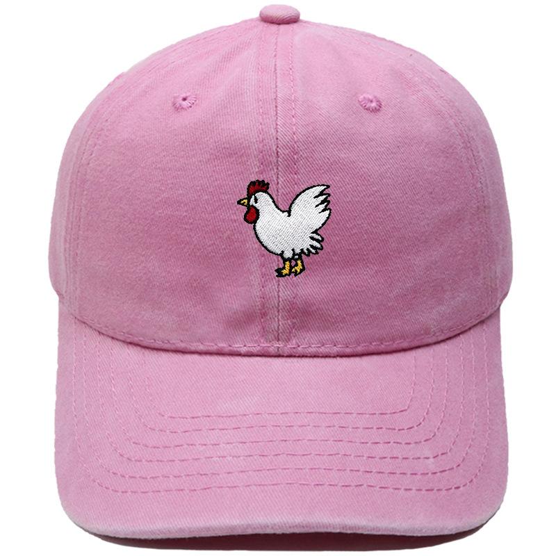 Fun Cock Embroidered Baseball Cap Animal Washed Vintage Daddy Hat Men's and Women's Casual Outdoor Sun Hat