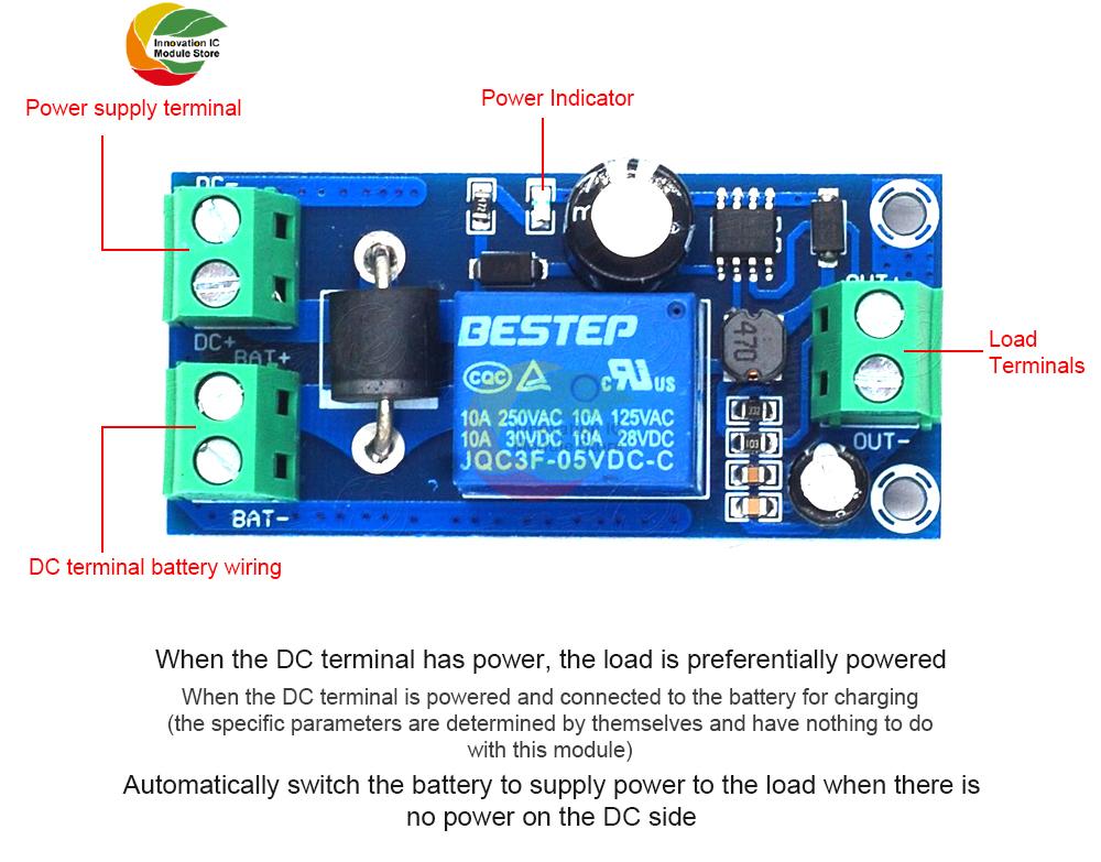 Automatic Power Failure Battery UPS Controller Board DC5V-48V Emergency Automatic Transfer Module