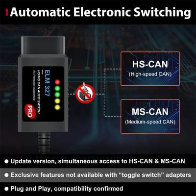Forscan Pro ELM327 V1.5 OBD2 Scanner Adapter PIC18F25K80 Chip With HS/MS CAN Switch For Ford Mazda Coding Car Diagnostic Tool