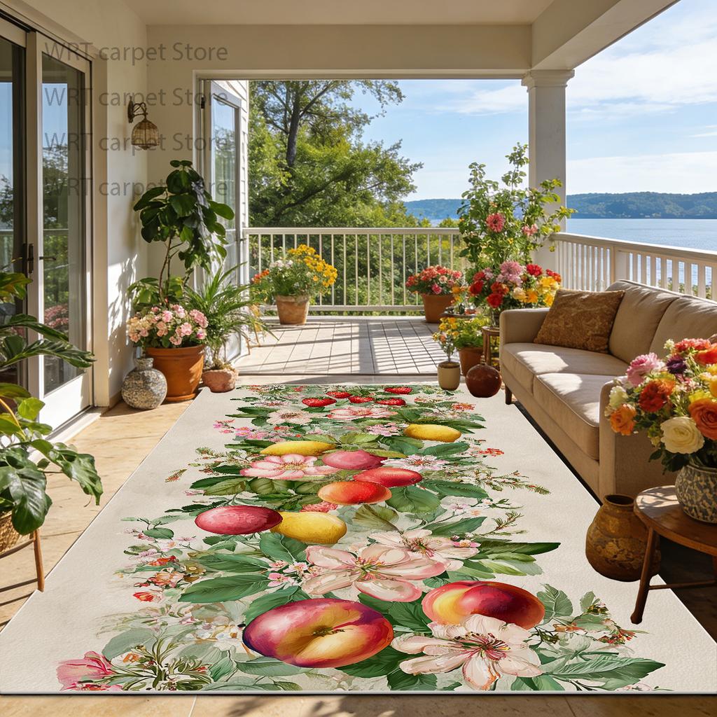 Outdoor Patio Floral Fresh Style Non-slip Carpet Decoration Home Living Room Large Rugs Lounge Bedroom Fluffy Washable Floor Mat
