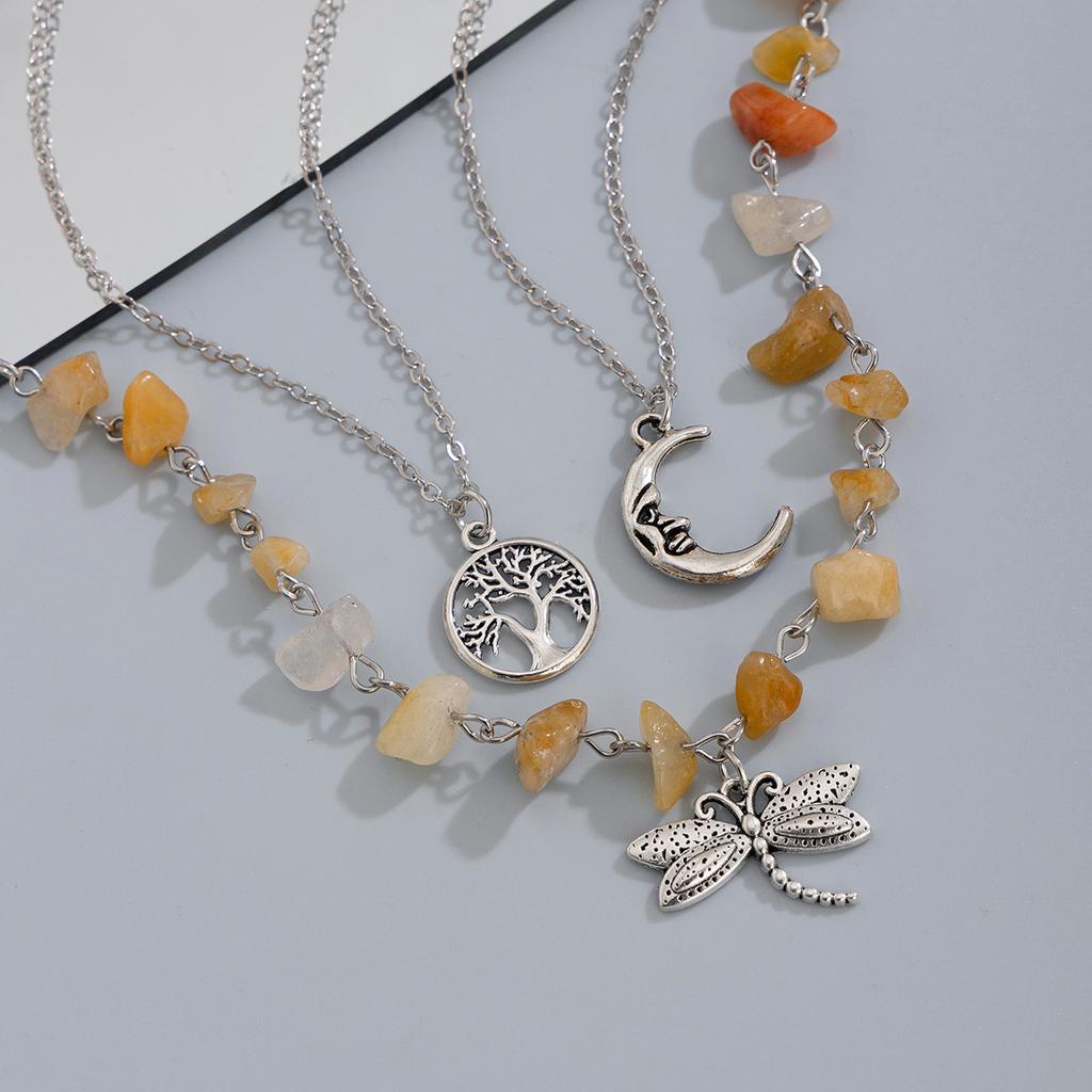Retro Moon Sun Star Pendant Necklace Women Multilayer Jewelry Accessories