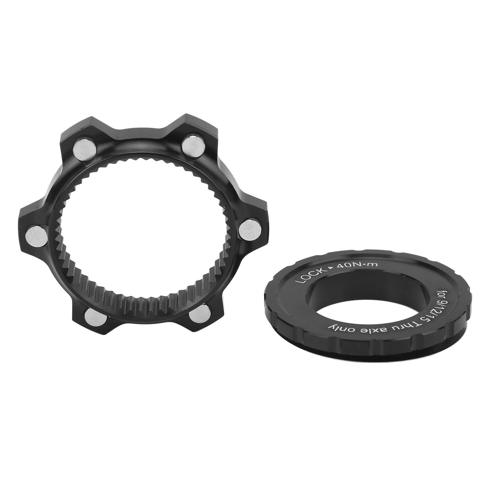 Bike Center Lock Disc to 6 Pin Disc Adapter Aluminum Alloy Bike Hubs Middle Lock Conversion Base with Lock Cover Black