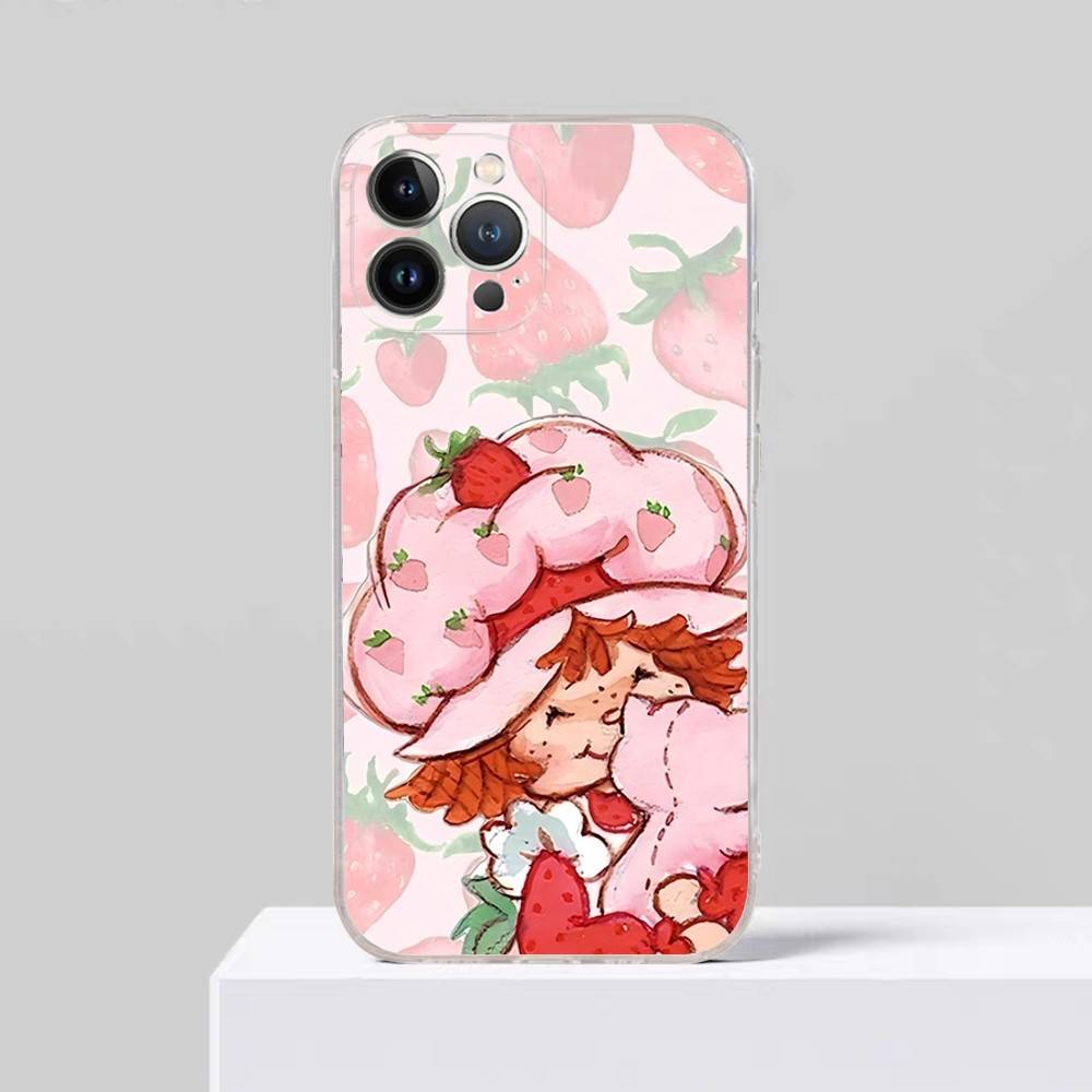 S-Strawberry S-Shortcake For iPhone 11 12 13 14 15 16 17 Pro Max Plus Air Transparent Clear Shockproof Case