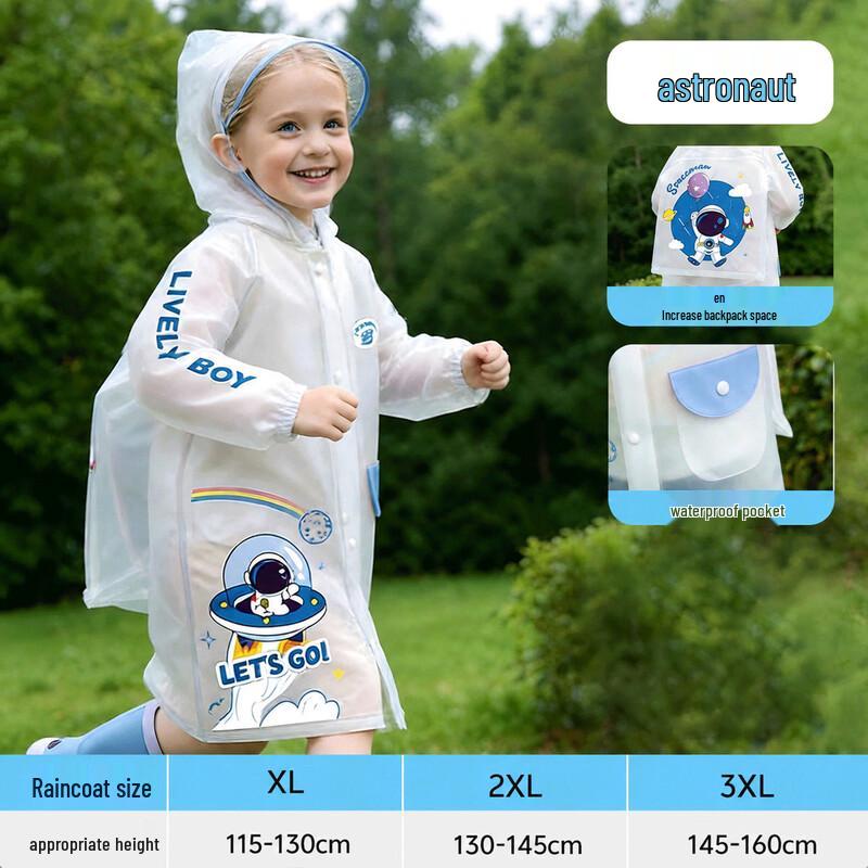 Children's Waterproof School Raincoat with Backpack Compartment