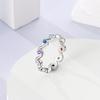 Pandach Genuine Copper Color Luxury Rings Colorful Polygonal Cz Round Lucky Flower Rings For Women Jewelry Creation Engagement Wedding Present