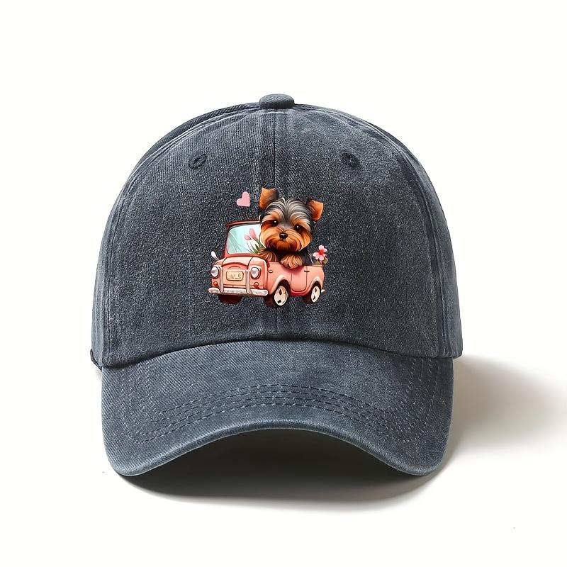 

Puppy Driving Pink Car Baseball Cap Unisex Adjustable Outdoor Pet Lover Gift One Size темно-синий