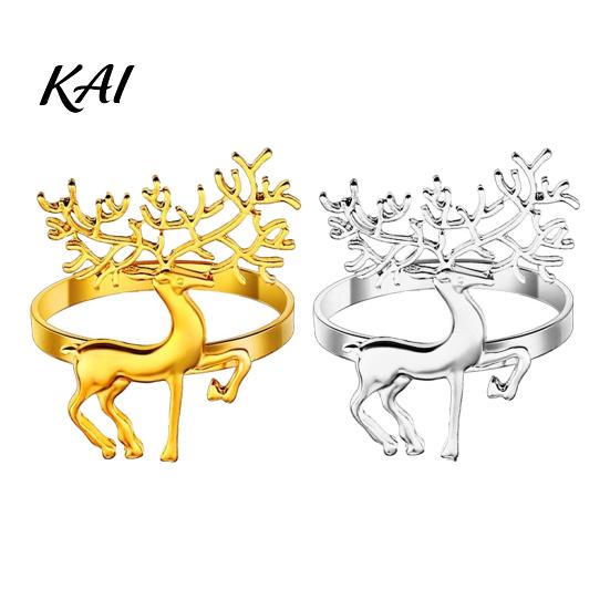 Nordic Style Table Decor Christmas Deer Napkin Ring, Alloy Elk Holder, Holiday Party Supplies Ring for Winter Festive Dining Decoration Golden
