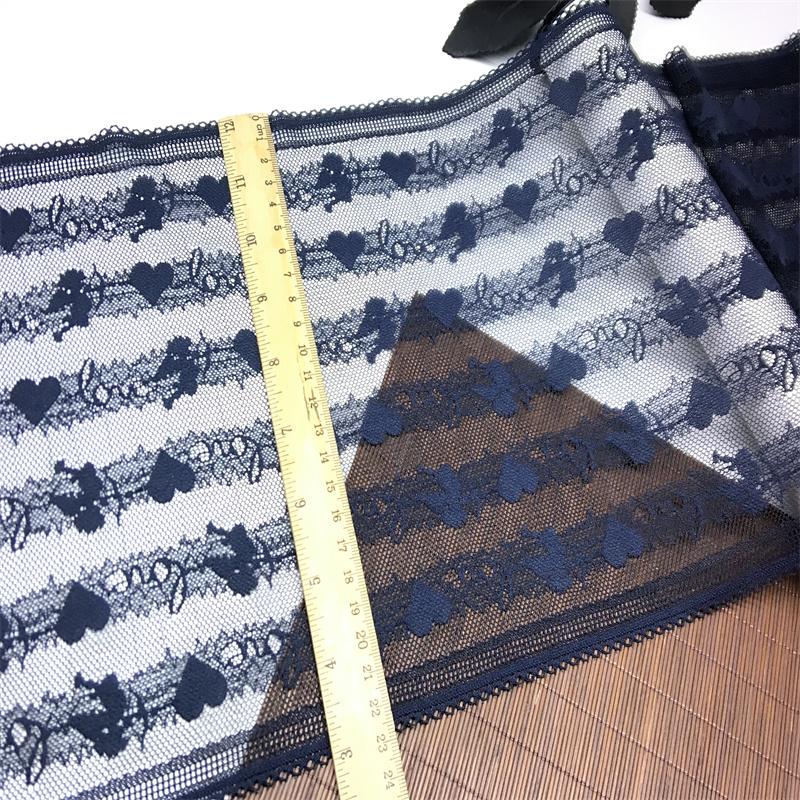23cm Wide Dark Blue Elastic Lace, Stretch Mesh Lace Fabric for Lingerie, Bra, Underwear, Garment, Sewing & Crafting