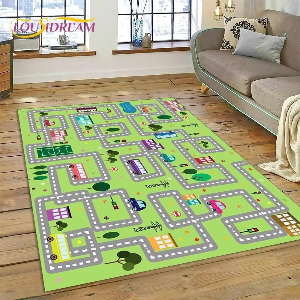 Highway Runway Playroom City Traffic Road Map Child PlayMat Carpet Rug for Bedroom Living Room Sofa Decoration Decor Floor Mat