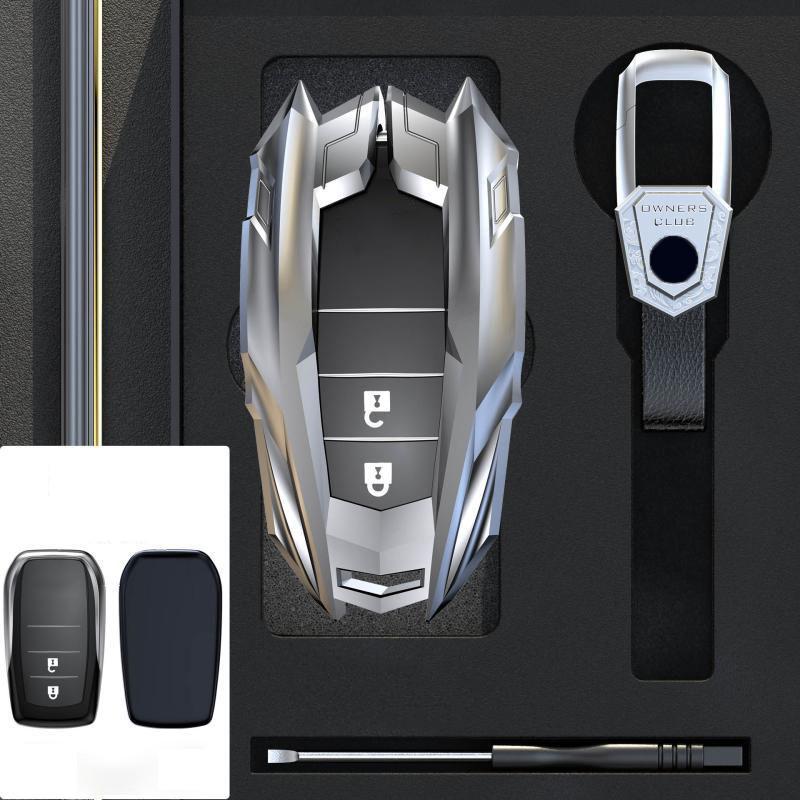 Alloy Car Key Case Cover Shell For Toyota Land Cruiser 200 300 Prado Crown TLK 200 Yaris Cross Hilux Innova Fortuner Camry 55