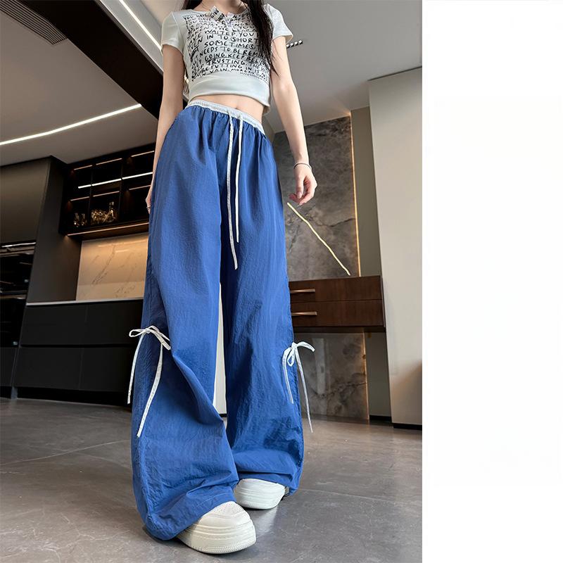 Wide-leg Pants Summer Women's Drape New High-waisted Casual Quick-drying Bow Sweatpants