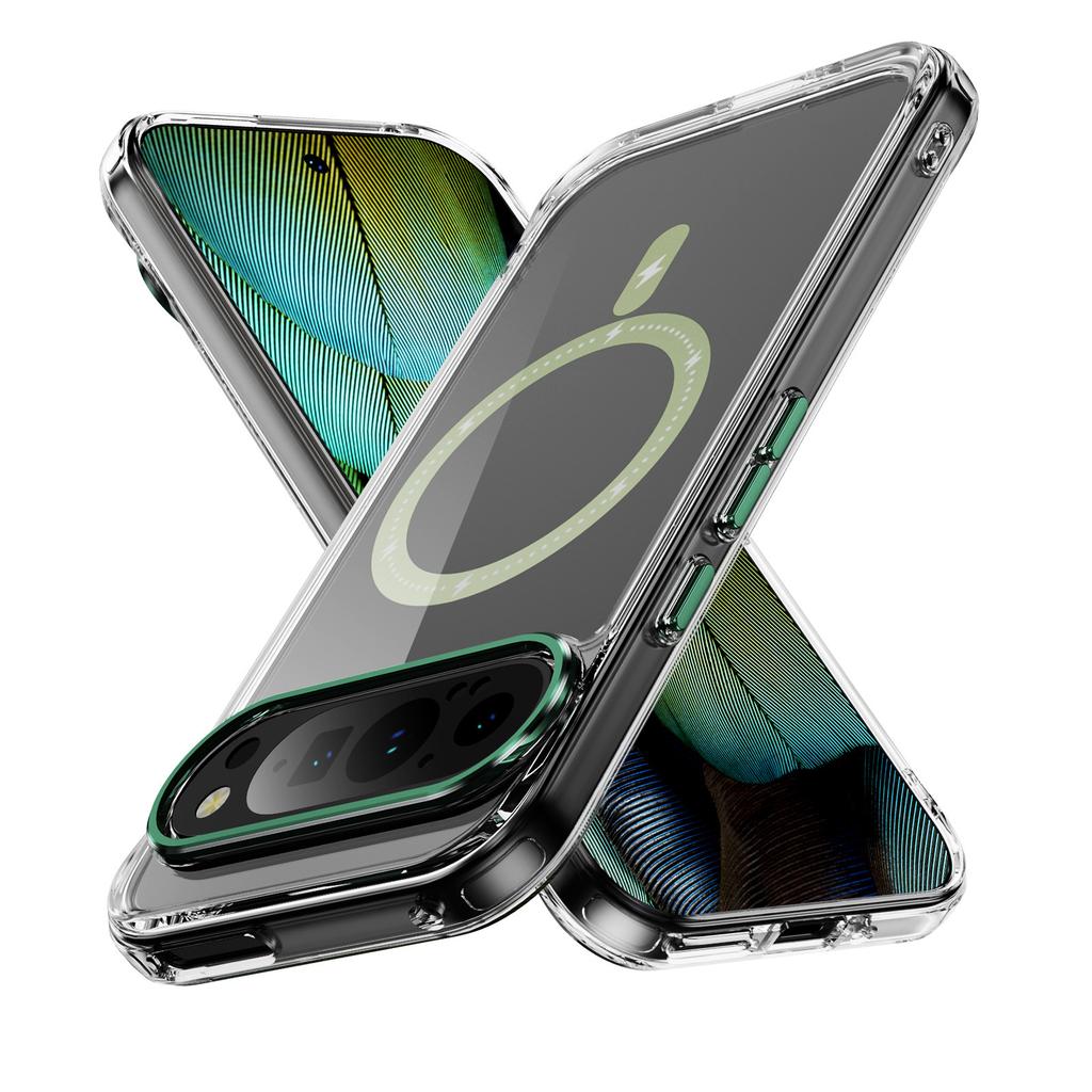 Applicable to Google Pixel9Pro transparent phantom magnetic mobile phone case pixel8A metal button anti-drop protective case