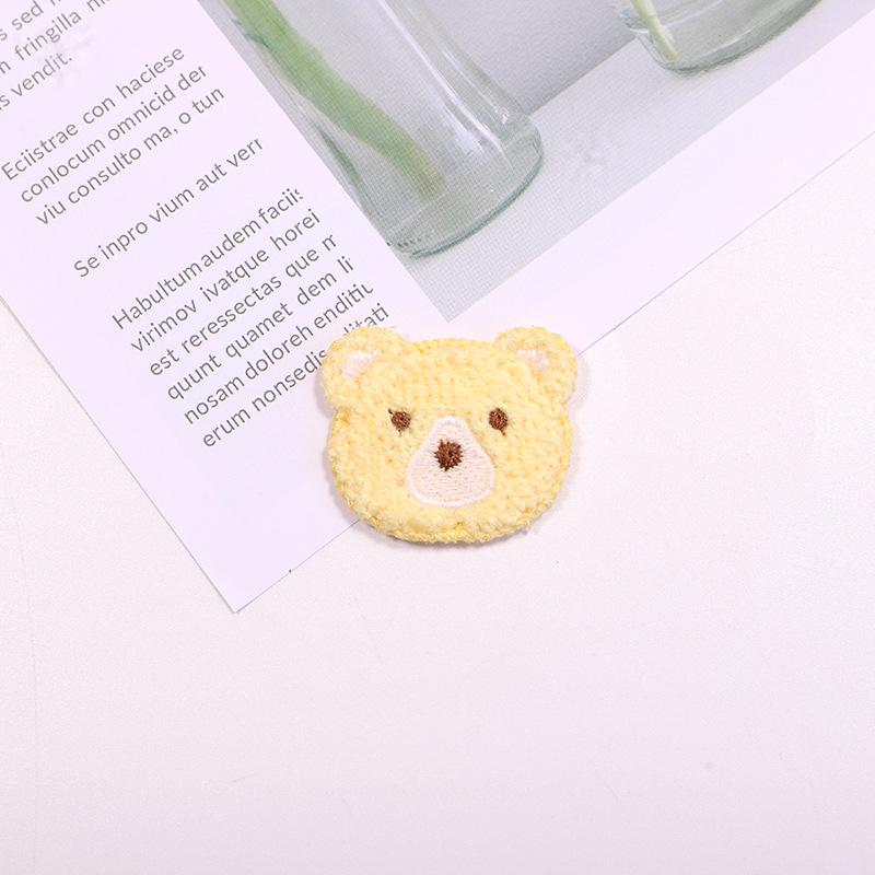 Cartoon Bear Woolen Headdress Patch - Small Embroidered Applique for Clothing