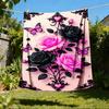 1pc Roses Butterflies Outdoor Blanket - Soft Flannel Cozy for Travel & Camping - All-Season Warm Bed Cover, Machine Washable Yy251229108
