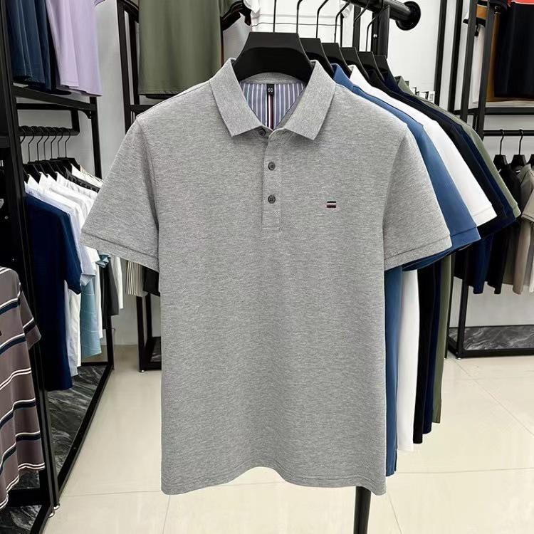 Men s 2026 Summer Casual Polo with Turn-Down Collar - Short-Sleeve Shirt M серый