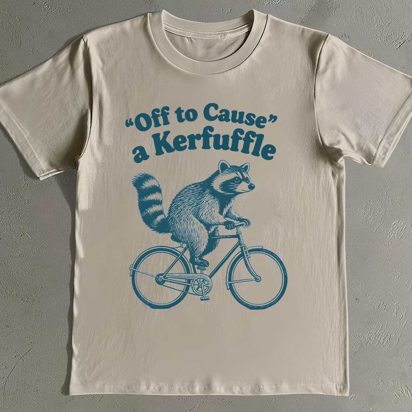 Off To Cause A Kerfuffle Shirt - Funny Raccoon On Bicycle TShirt - Vintage Trash Panda Tee 3XL