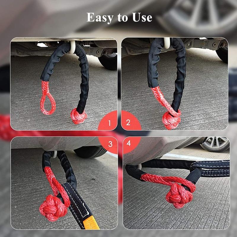 41000lbs Soft Shackle Synthetic Rope Heavy Duty Offroad 4X4 Tow Shackle Strap with Protective Sleeve for Jeep Truck SUV