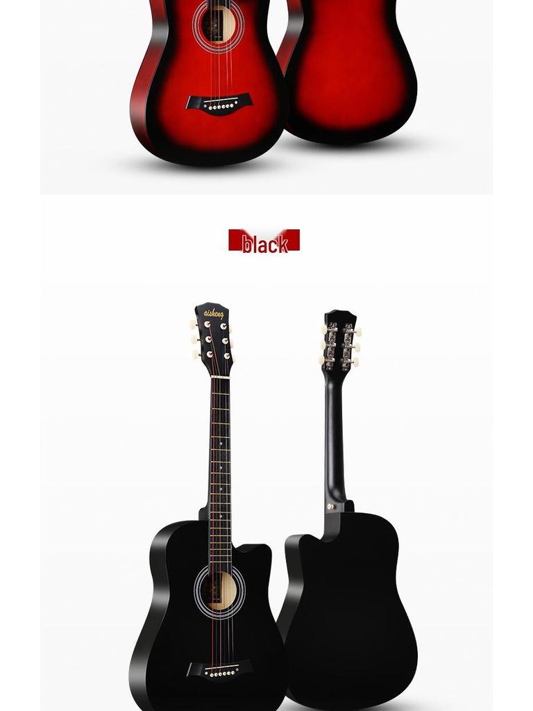 38-inch Wooden Folk Guitar for Beginner Practice