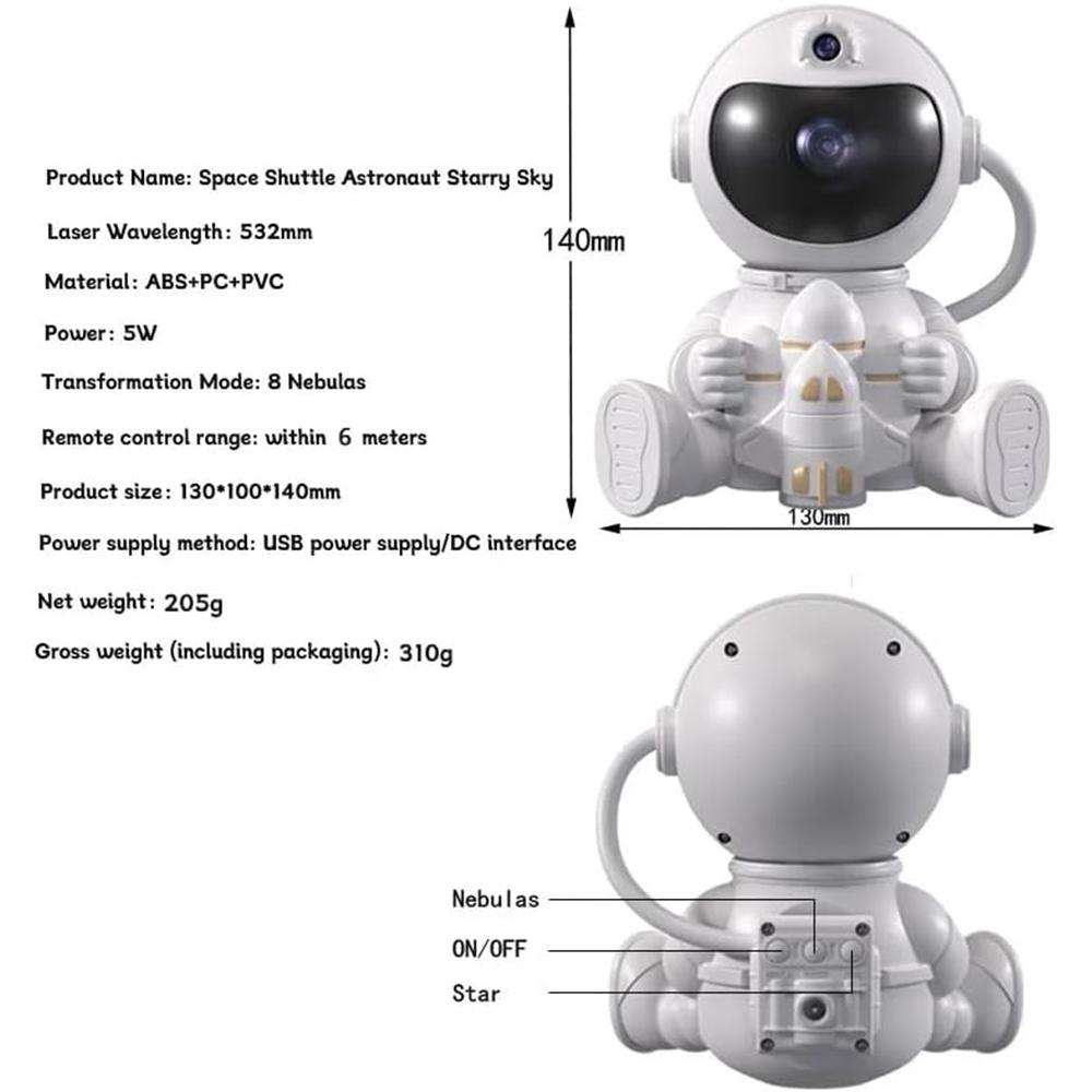 Astronaut Galaxy Projector 8 Color Nebula & Galaxy Night Light, Auto Timer, Remote Control, Portable Space Gift for Boys Girls