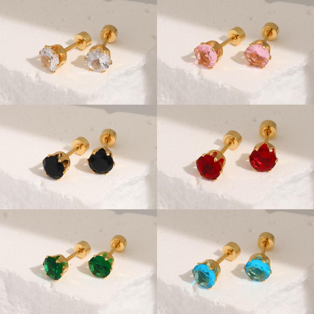 Luxury Titanium Steel Stud Earrings - 18K Gold, Colorfast, High-End European & American Design for Women