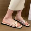 Fashion 2025 New Fashion Soft Sole Flat Bottom Slippers Knot  Slippers Women Anti Slip Shoes Beachwear Slipper Summer